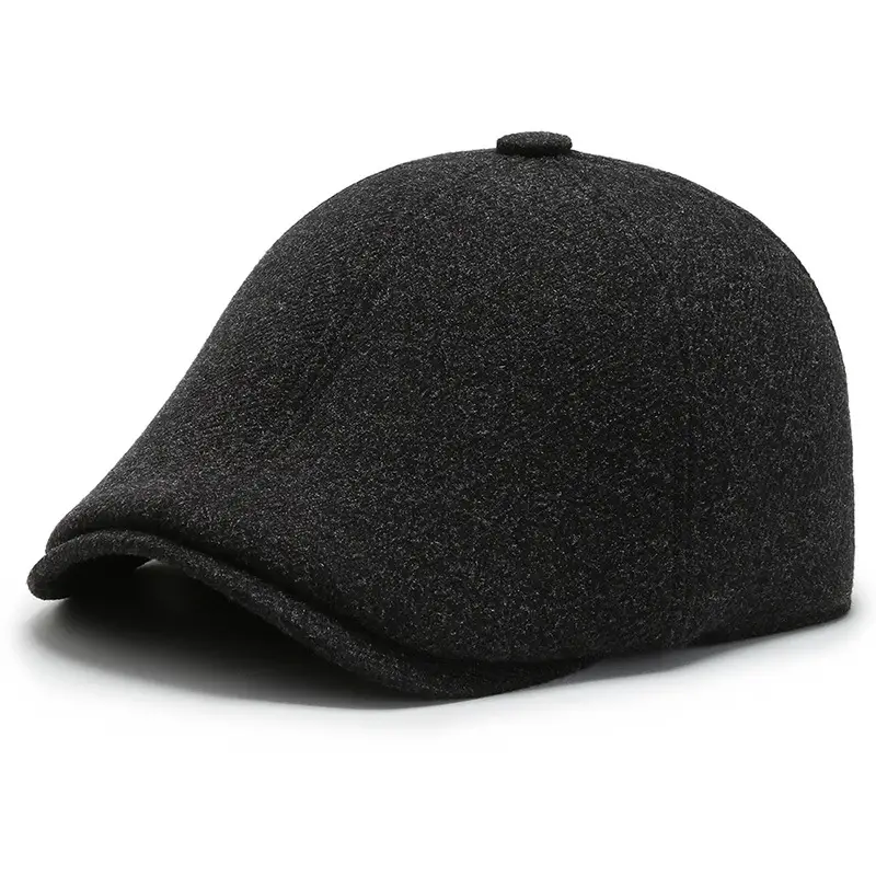 Men's Grey Wool Cap Winter Warm Ear Protection