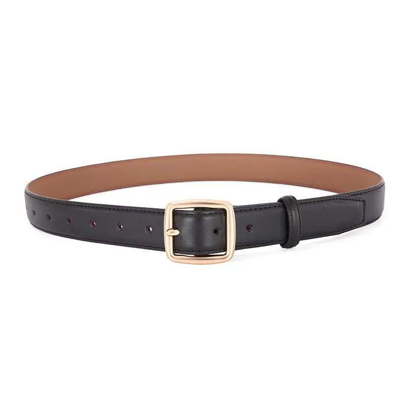 Women's Genuine Leather Belt Tan with Gold Buckle - Image 7