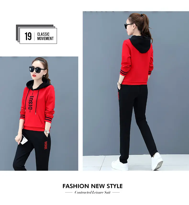 2025 Plus Size Black Red Hoodie Track Suit — feature 16