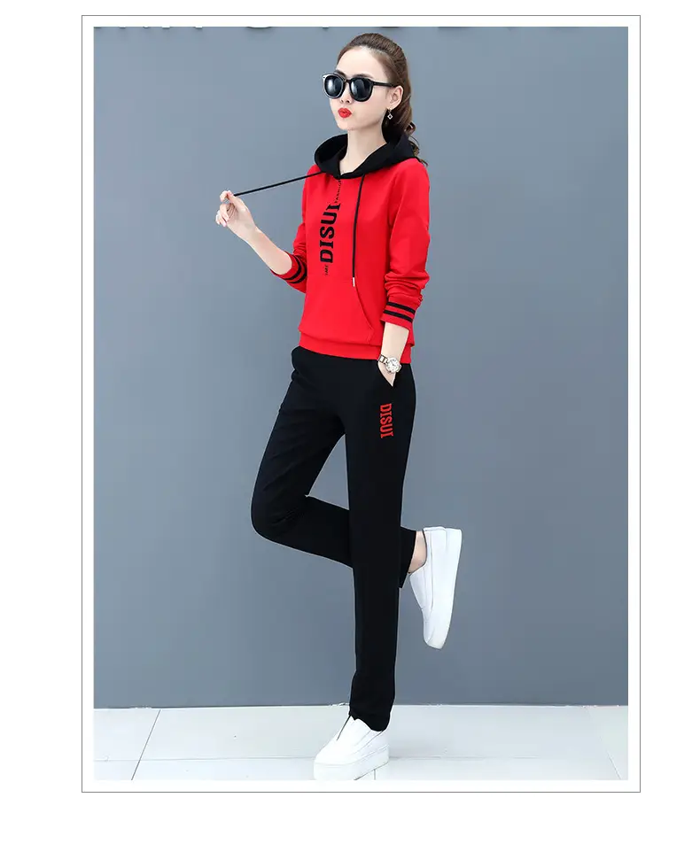 2025 Plus Size Black Red Hoodie Track Suit — feature 17