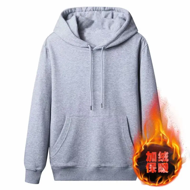 Men Black Fleece Hoodie Large Long Sleeve Winter Hoodie - Image 3