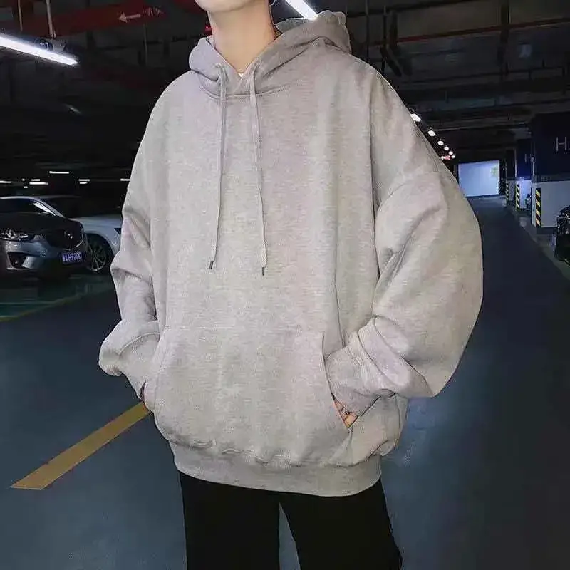 Grey Hooded Long Sleeve T-Shirt for Men Women - Image 6