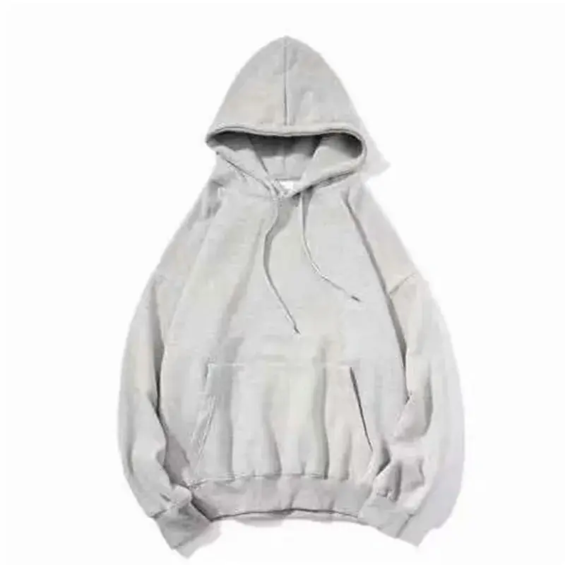 Grey Hooded Long Sleeve T-Shirt for Men Women - Image 8