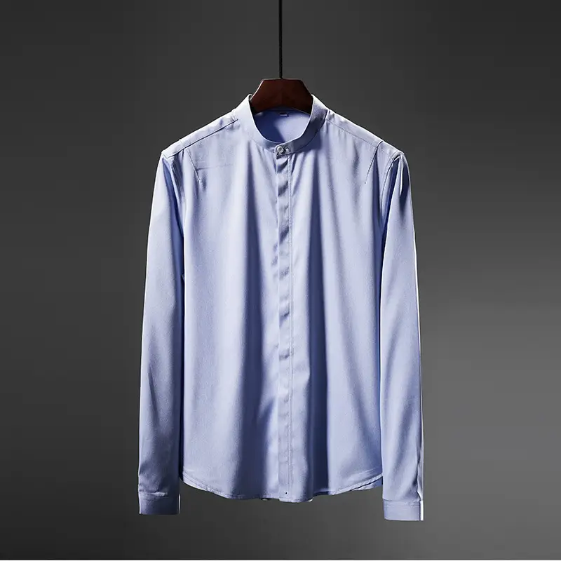 Men's Long Sleeve Button Down Shirt Blue Casual Wear - Image 4