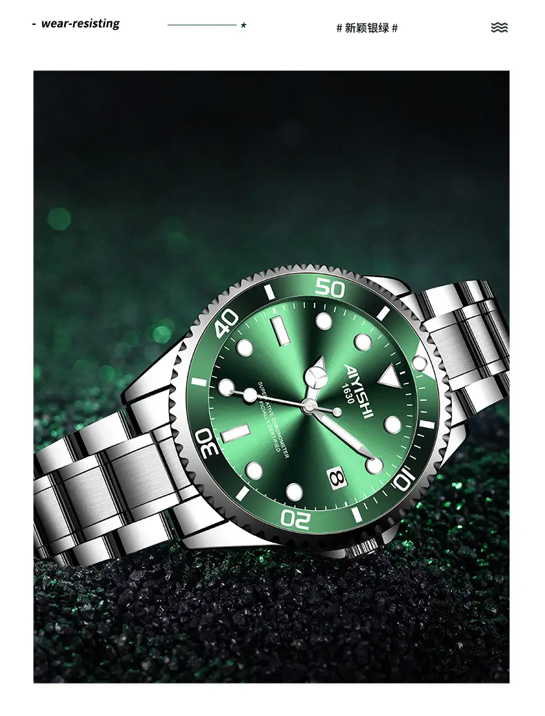 Ayershi Luminous Green Submariner Watch for Men — feature 14