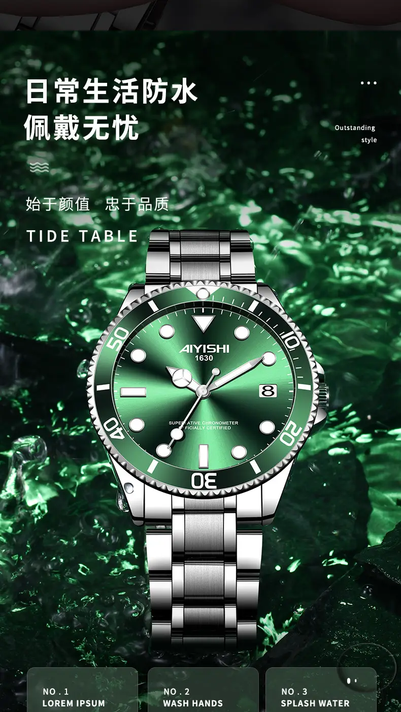 Ayershi Luminous Green Submariner Watch for Men — feature 9