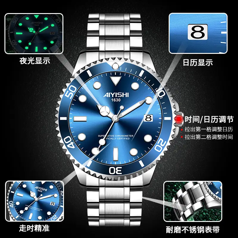 Ayershi Luminous Green Submariner Watch for Men - Image 2