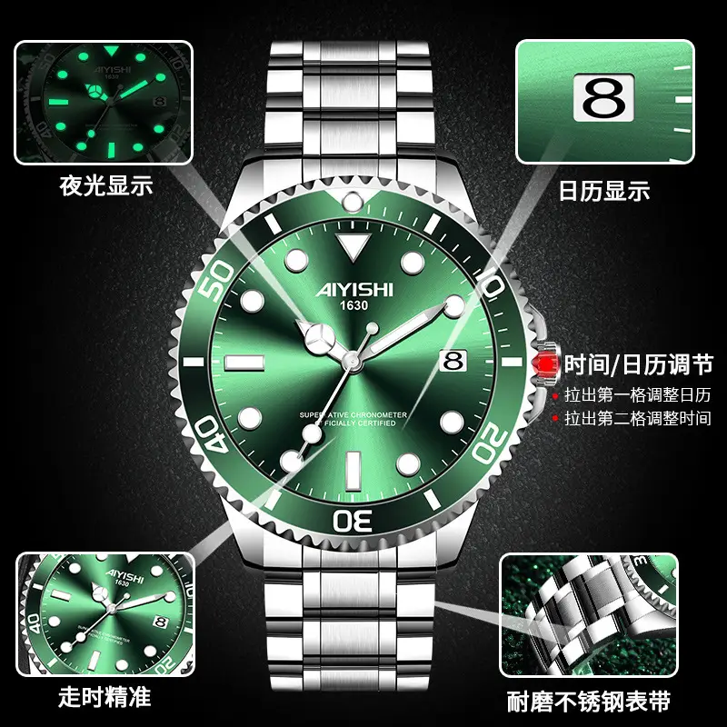 Ayershi Luminous Green Submariner Watch for Men - Image 3