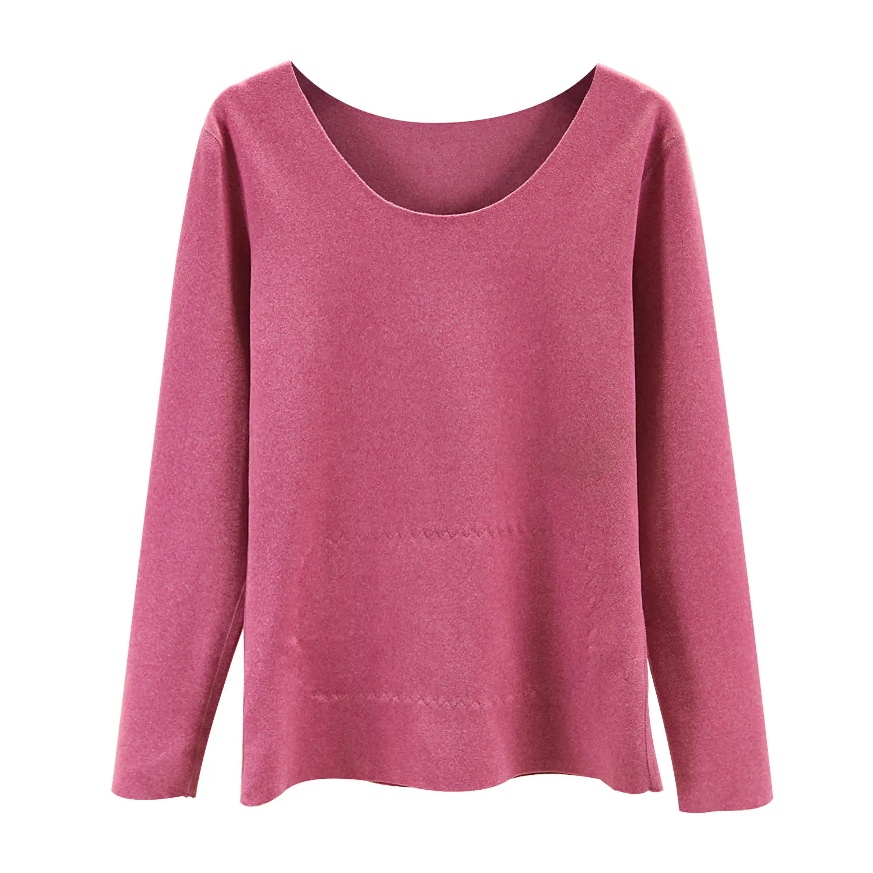 2020 Winter Women's Fleece Lined Thermal T-Shirt Pink Plus Size - Image 14