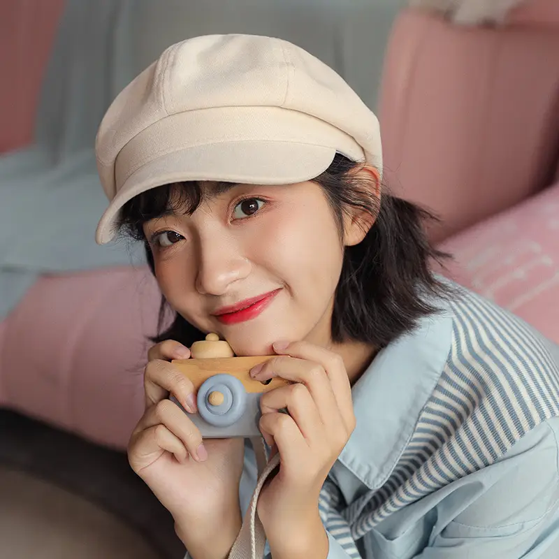 Women's Black Duck Tongue Beret Hat Autumn Winter - Image 4