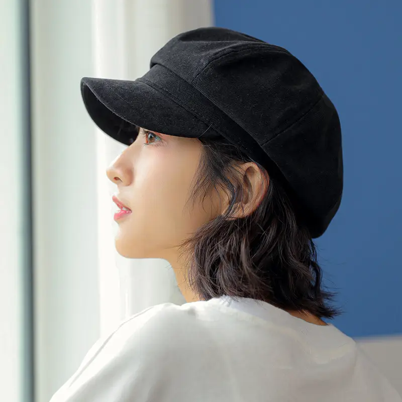 Women's Black Duck Tongue Beret Hat Autumn Winter - Image 5