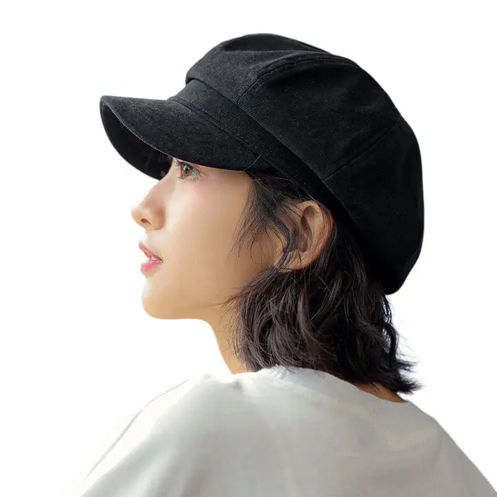 Women's Black Duck Tongue Beret Hat Autumn Winter - Image 6