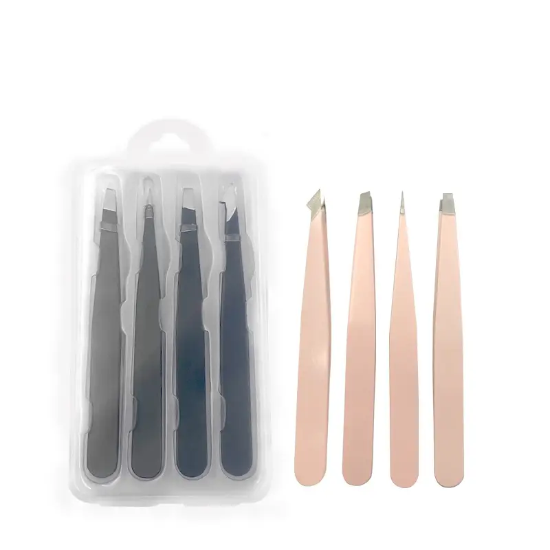 Spot Stainless Steel Eyebrow Clip Set Black Pink 4Pcs - Image 5