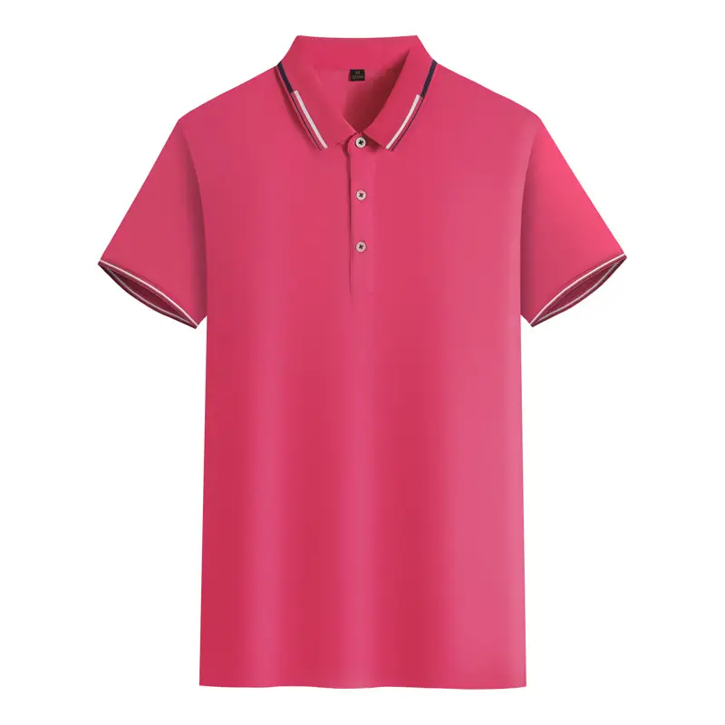 Pink Polo Shirt with Embroidered Collar and Buttons - Image 21