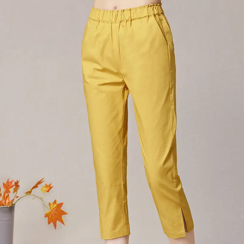 Women Orange Cropped Pants Spring Summer 2019 - Image 3
