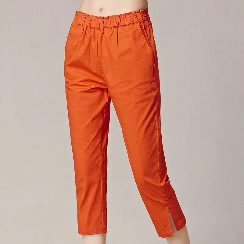 Women Orange Cropped Pants Spring Summer 2019 - Image 4