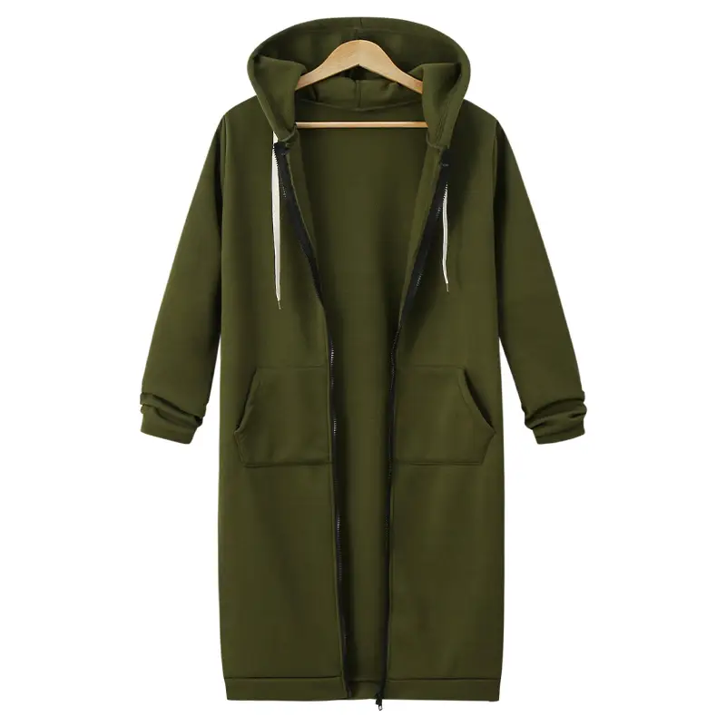 Women's Black Hooded Long Sleeve Sweater Winter Coat - Image 4