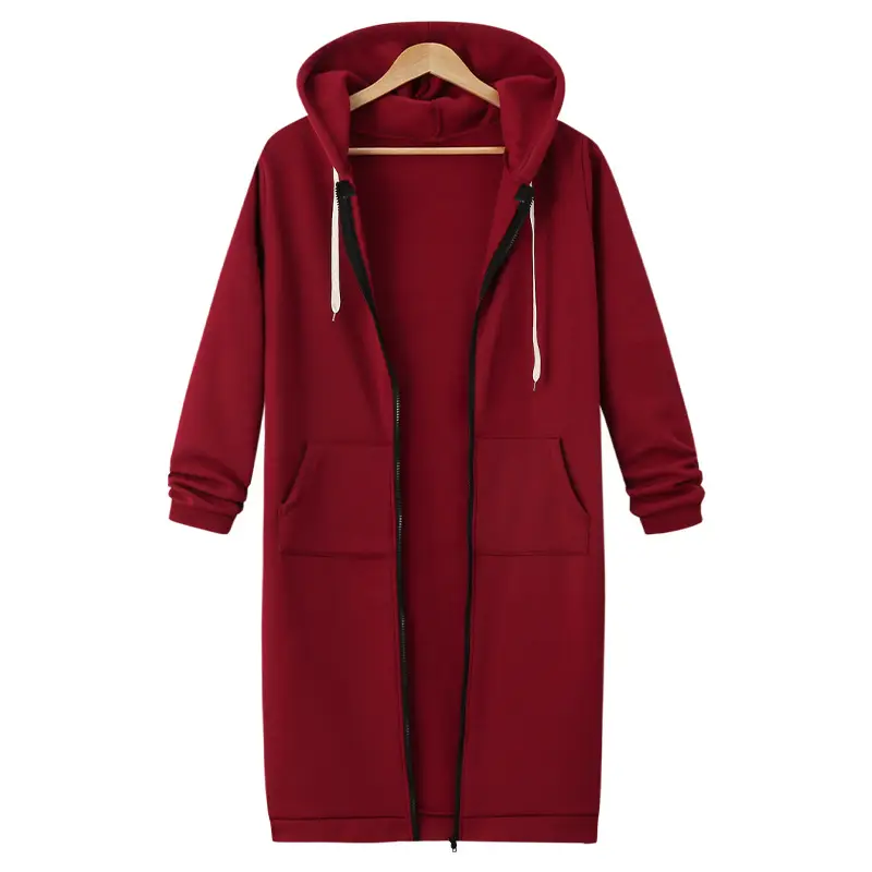 Women's Black Hooded Long Sleeve Sweater Winter Coat - Image 5