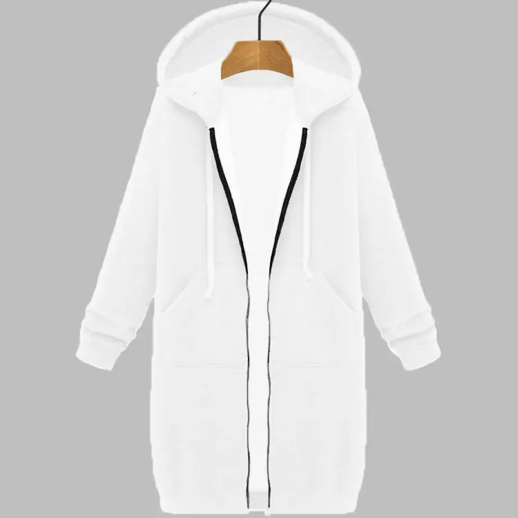 Women's Black Hooded Long Sleeve Sweater Winter Coat - Image 10