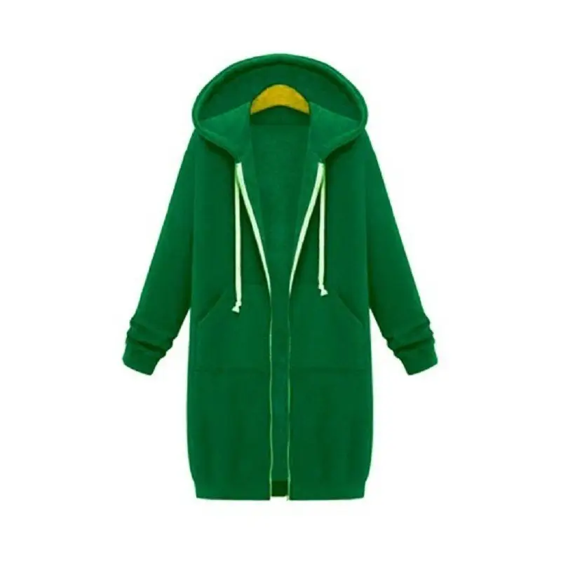 Women's Black Hooded Long Sleeve Sweater Winter Coat - Image 17