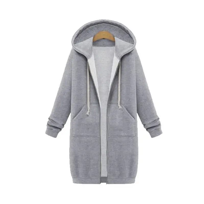 Women's Black Hooded Long Sleeve Sweater Winter Coat - Image 6
