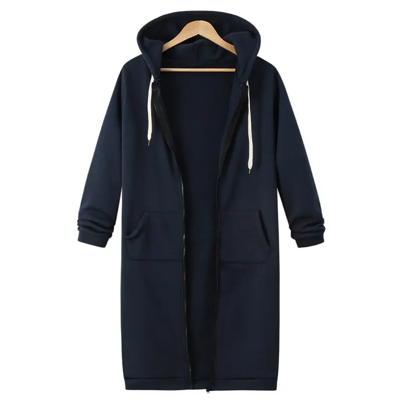 Women's Black Hooded Long Sleeve Sweater Winter Coat - Image 7