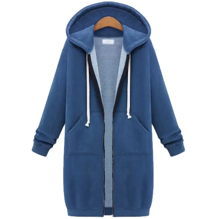 Women's Black Hooded Long Sleeve Sweater Winter Coat - Image 9