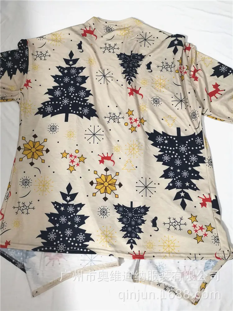 Women's Christmas Digital Print Long Sleeve Cardigan Blue — feature 30