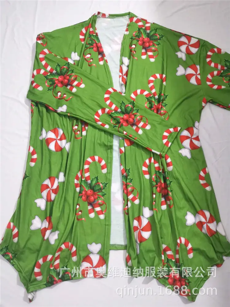 Women's Christmas Digital Print Long Sleeve Cardigan Blue — feature 31