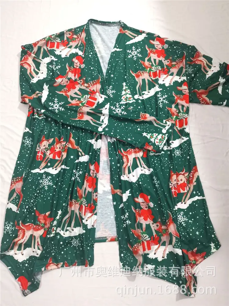 Women's Christmas Digital Print Long Sleeve Cardigan Blue — feature 33