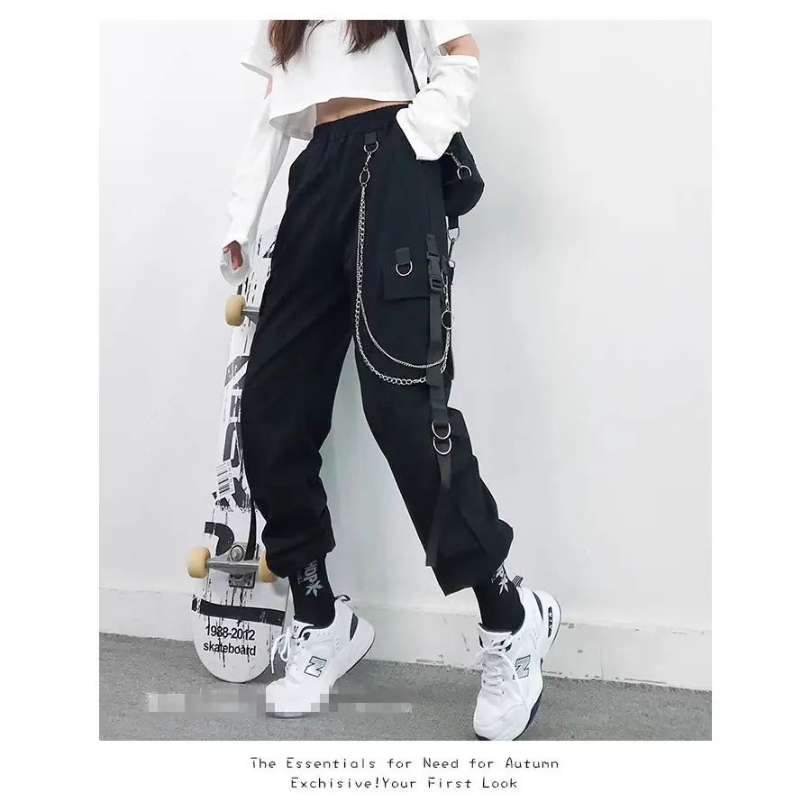 Women Slimming Black Pants Autumn Loose Straight Korean Style - Image 4