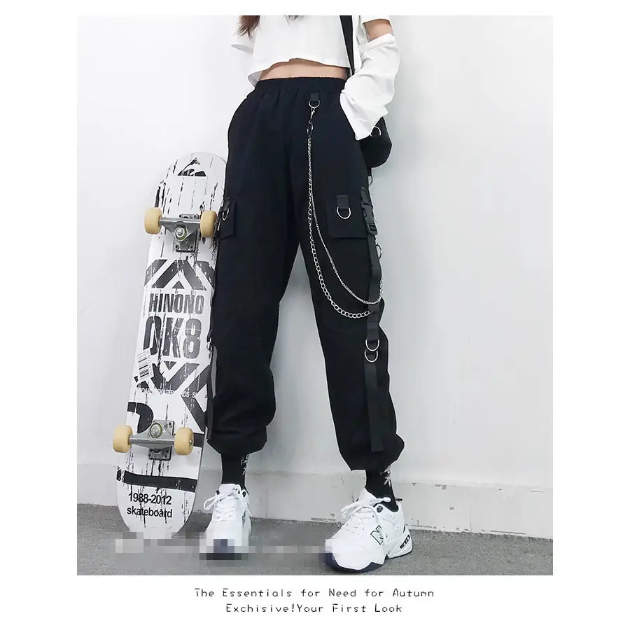 Women Slimming Black Pants Autumn Loose Straight Korean Style - Image 5