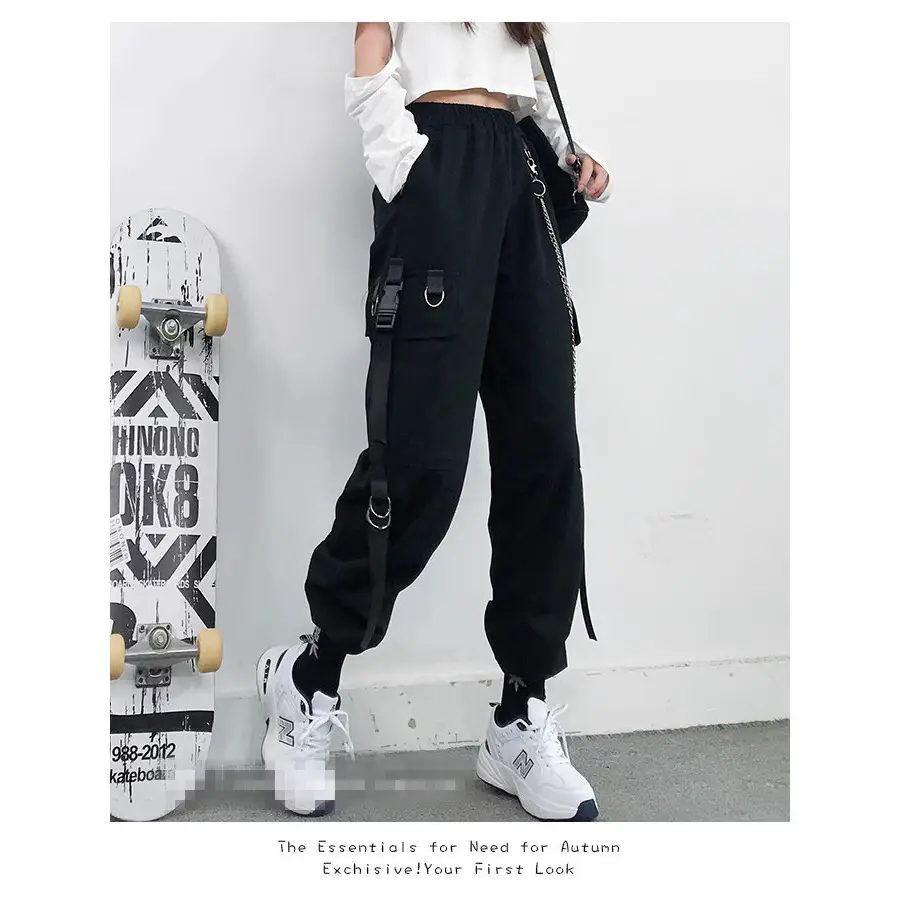 Women Slimming Black Pants Autumn Loose Straight Korean Style - Image 6