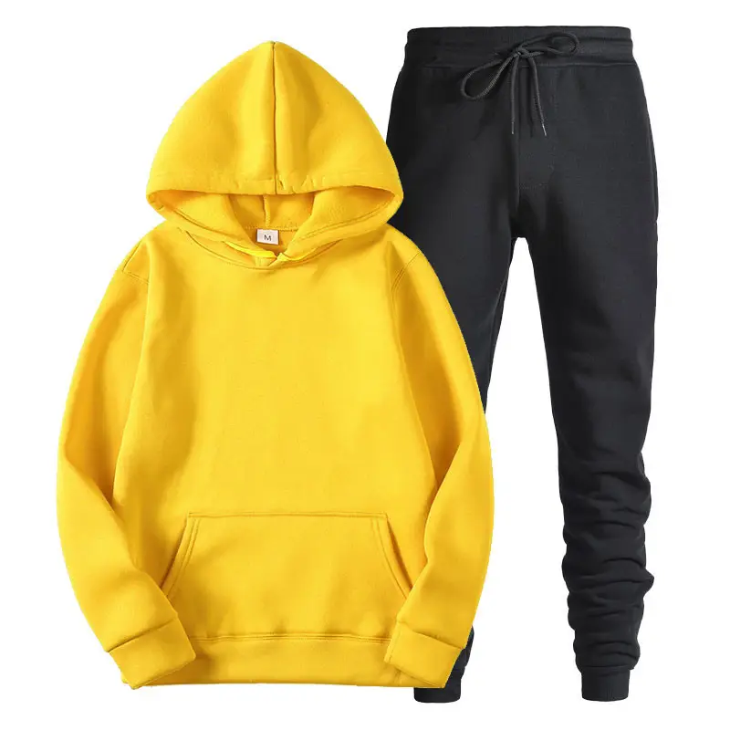 Men's Black Hoodie Sweatshirt Set with Grey Pants - Image 37