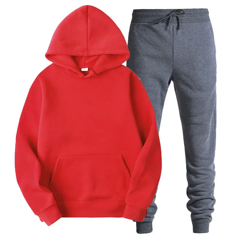 Men's Black Hoodie Sweatshirt Set with Grey Pants - Image 15