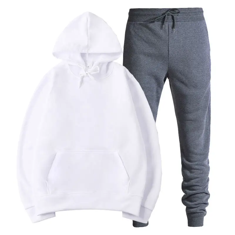 Men's Black Hoodie Sweatshirt Set with Grey Pants - Image 22