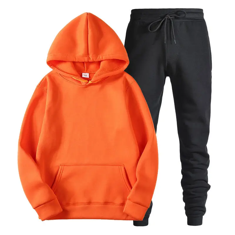 Men's Black Hoodie Sweatshirt Set with Grey Pants - Image 26