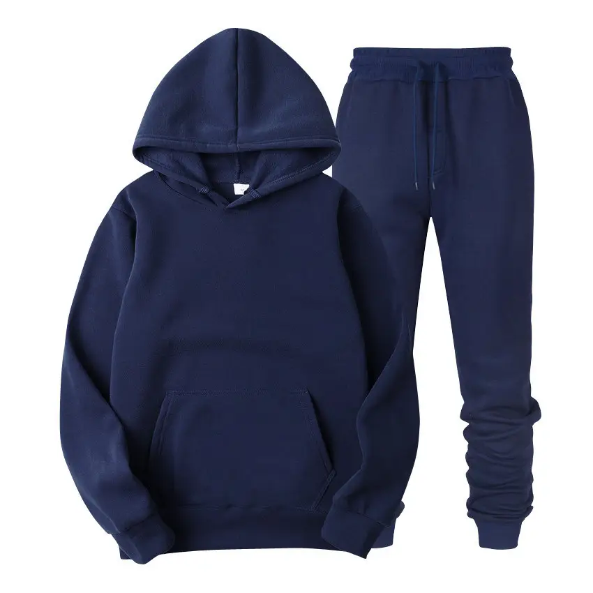 Men's Black Hoodie Sweatshirt Set with Grey Pants - Image 33