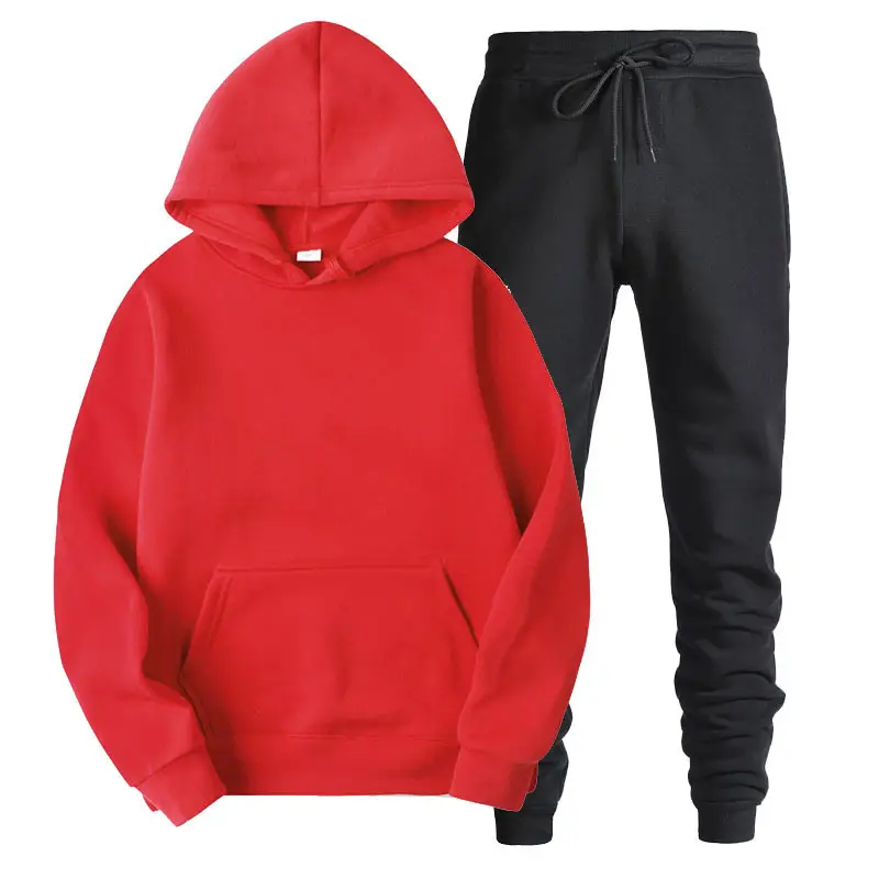 Men's Black Hoodie Sweatshirt Set with Grey Pants - Image 4