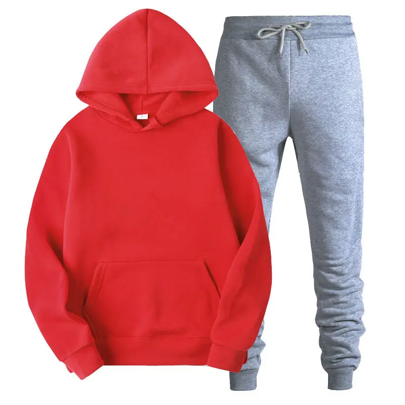 Men's Black Hoodie Sweatshirt Set with Grey Pants - Image 9