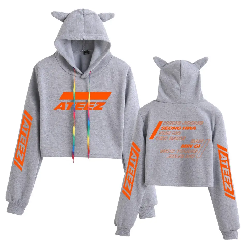 2019 ATEEZ White Hooded Sweatshirt with Cat Ears - Image 11