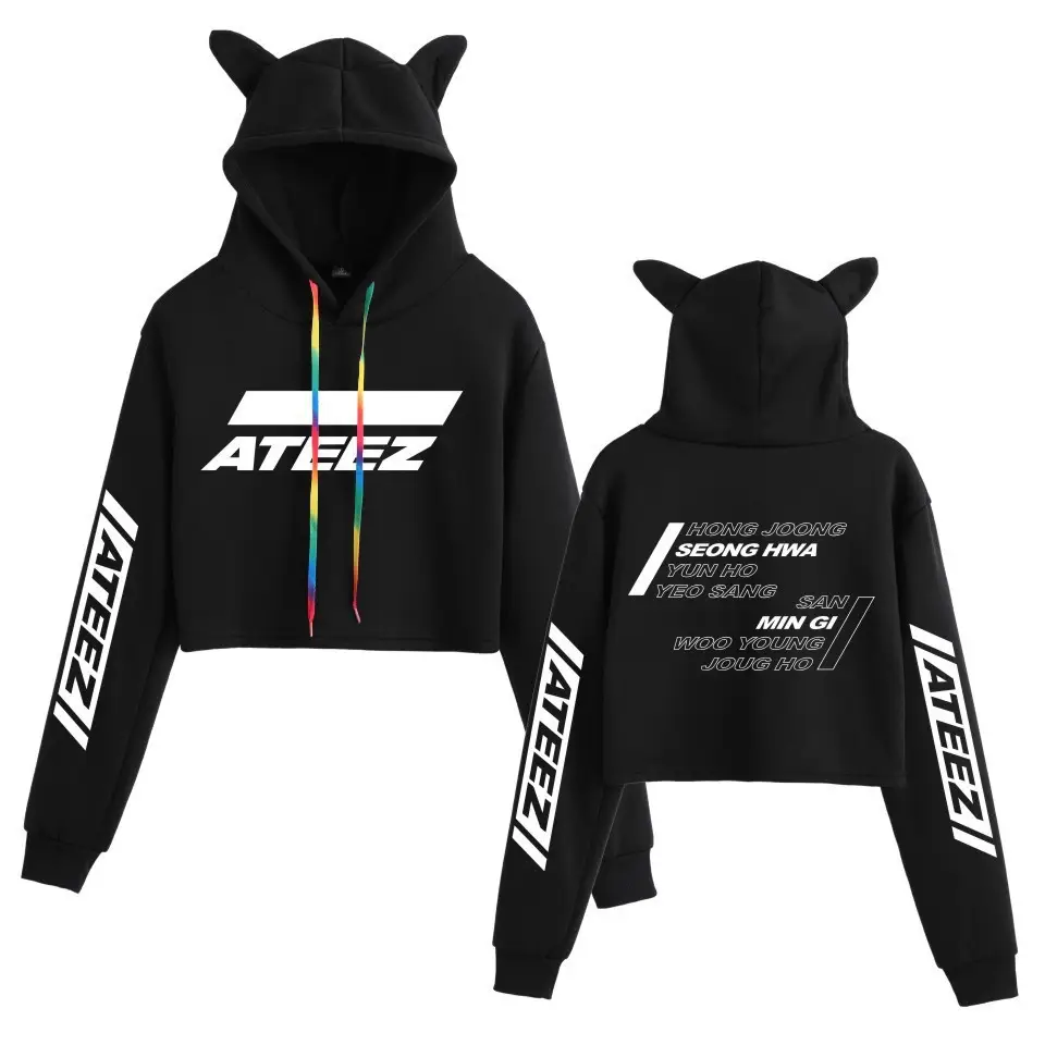 2019 ATEEZ White Hooded Sweatshirt with Cat Ears - Image 25