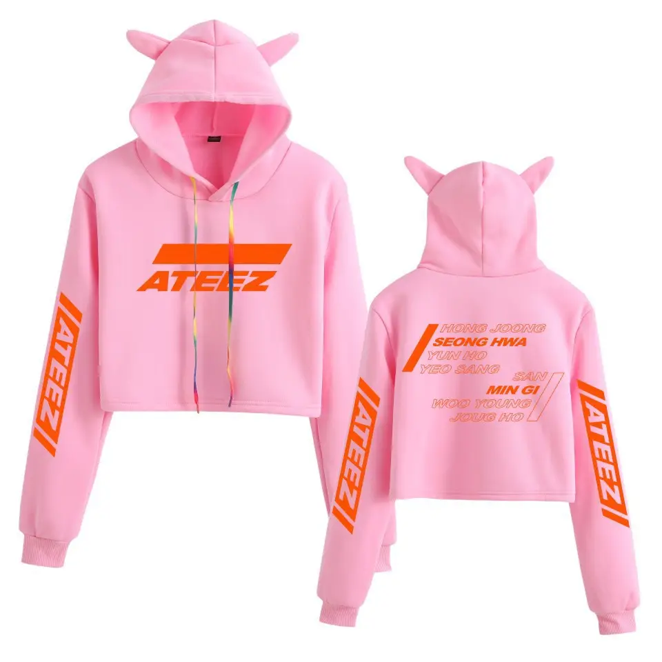 2019 ATEEZ White Hooded Sweatshirt with Cat Ears - Image 12