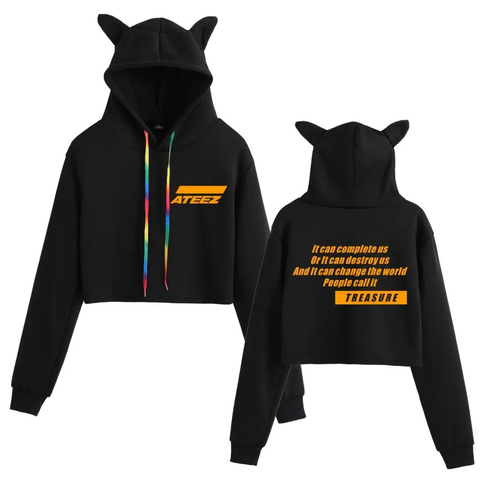 2019 ATEEZ White Hooded Sweatshirt with Cat Ears - Image 13