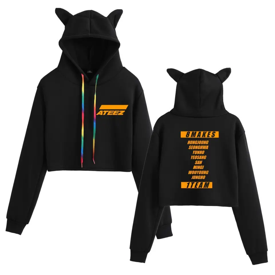 2019 ATEEZ White Hooded Sweatshirt with Cat Ears - Image 17