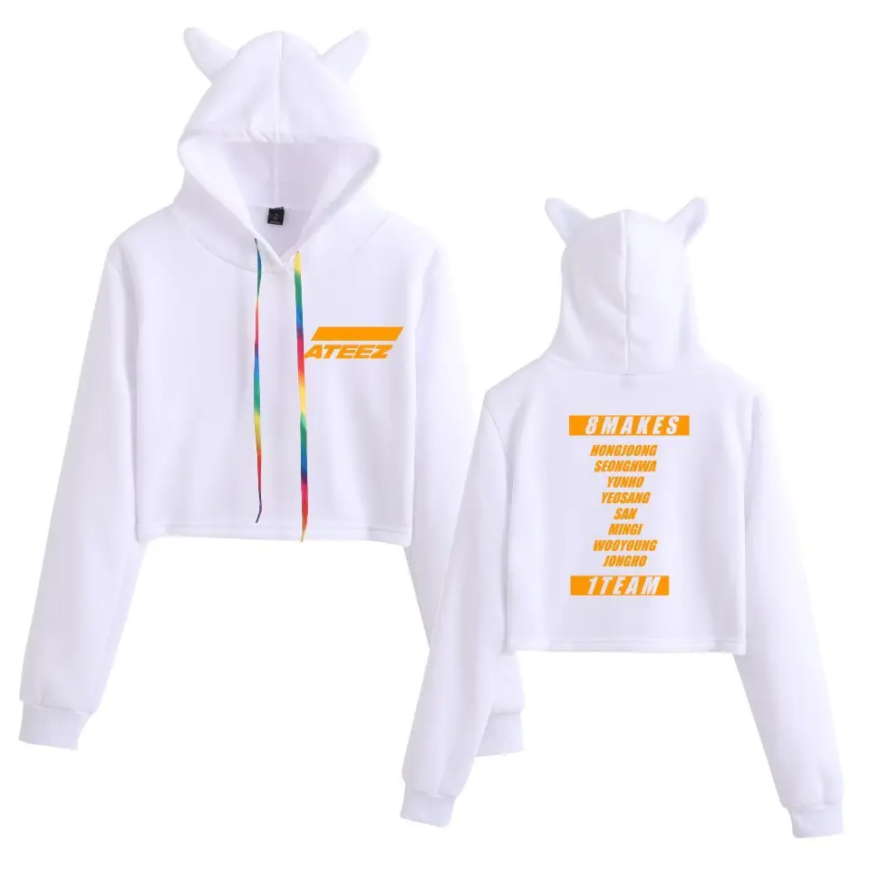 2019 ATEEZ White Hooded Sweatshirt with Cat Ears - Image 18