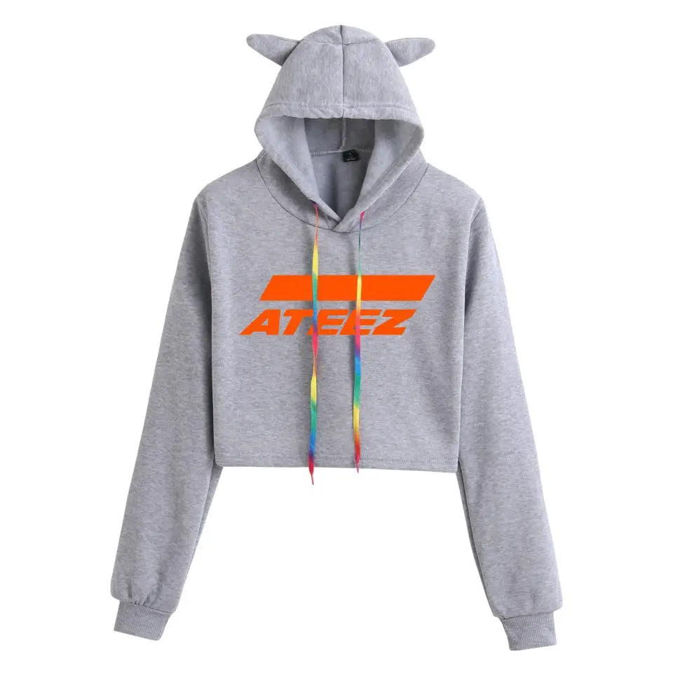2019 ATEEZ White Hooded Sweatshirt with Cat Ears - Image 3