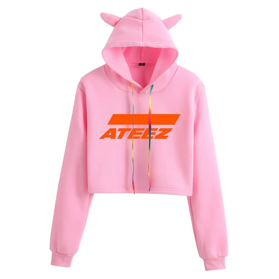 2019 ATEEZ White Hooded Sweatshirt with Cat Ears - Image 4
