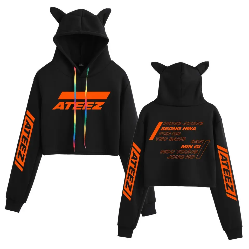 2019 ATEEZ White Hooded Sweatshirt with Cat Ears - Image 9