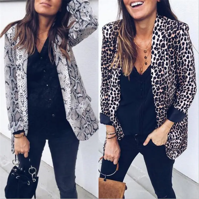 Women's Long Sleeve Leopard Print Jacket LQ6690 - Image 3
